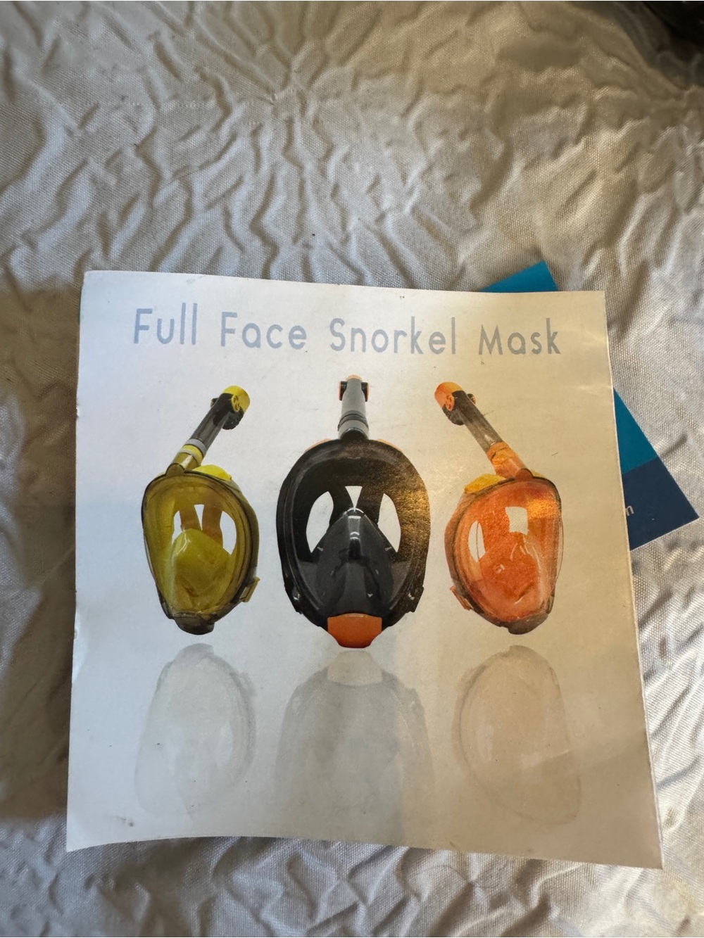 Full Face Snorkel Mask L/XL Black Panoramic Snorkeling Mask w/ Bag
